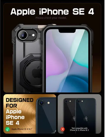 SUPCASE UB Grip Apple iPhone 16e Hoesje MagSafe Kickstand Zwart afbeelding 3