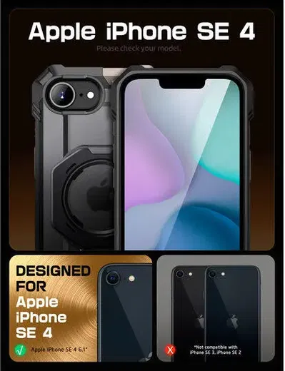 SUPCASE UB Grip Apple iPhone 16e Hoesje MagSafe Kickstand Zwart afbeelding 3