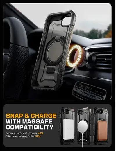 SUPCASE UB Grip Apple iPhone 16e Hoesje MagSafe Kickstand Zwart afbeelding 7