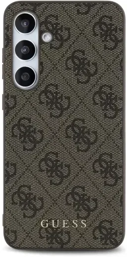 Guess Samsung Galaxy S24 FE Hoesje Hard Case 4G Metal Gold Logo Bruin afbeelding 3