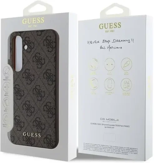 Guess Samsung Galaxy S24 FE Hoesje Hard Case 4G Metal Gold Logo Bruin afbeelding 8