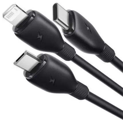 Baseus USB 3-in-1 Kabel met Lightning / USB C / Micro USB 0.8M Zwart afbeelding 5
