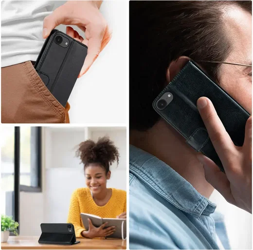 Rosso Element Apple iPhone 17e / 16e Hoesje Book Case Wallet Zwart afbeelding 3