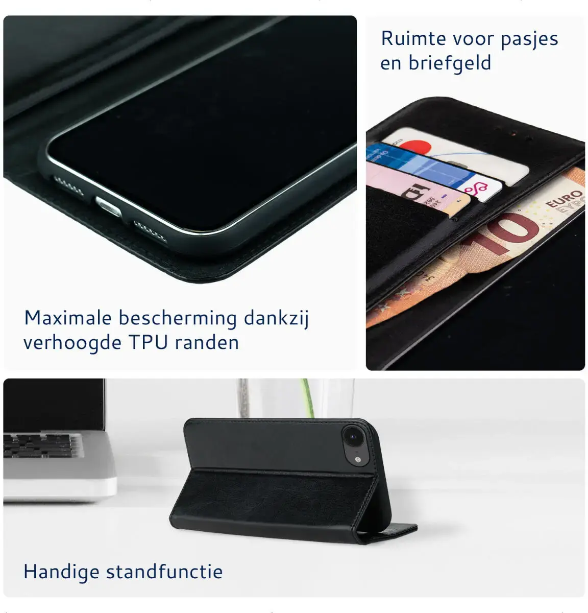 Rosso Element Apple iPhone 17e / 16e Hoesje Book Case Wallet Zwart afbeelding 4