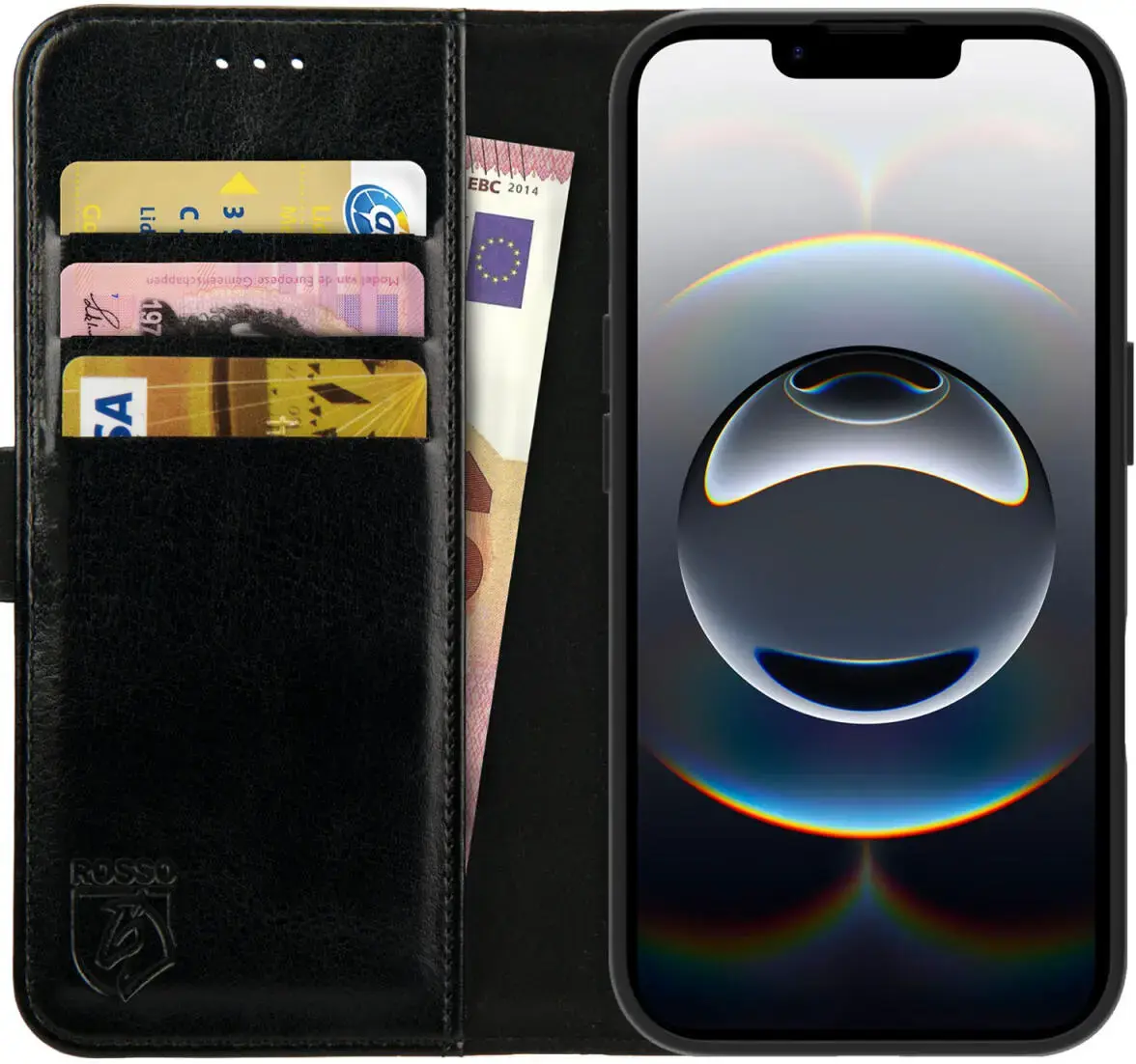 Rosso Element Apple iPhone 17e / 16e Hoesje Book Case Wallet Zwart afbeelding 1