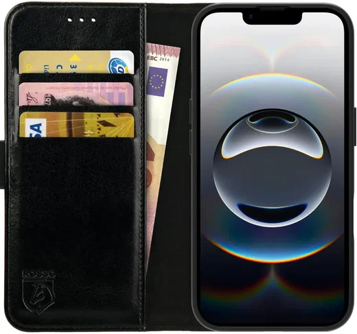 Rosso Element Apple iPhone 17e / 16e Hoesje Book Case Wallet Zwart afbeelding 1