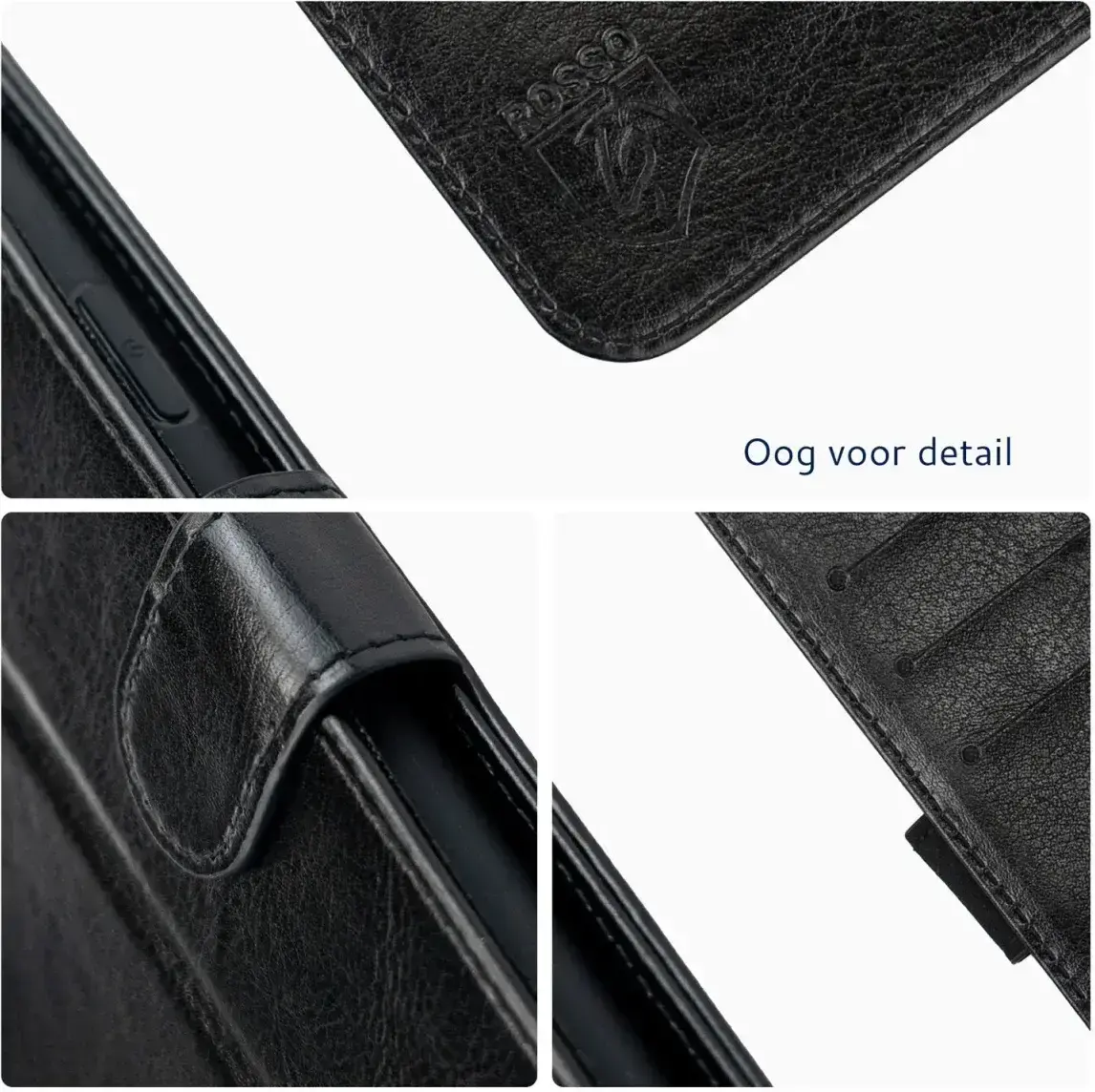 Rosso Element Apple iPhone 17e / 16e Hoesje Book Case Wallet Zwart afbeelding 6