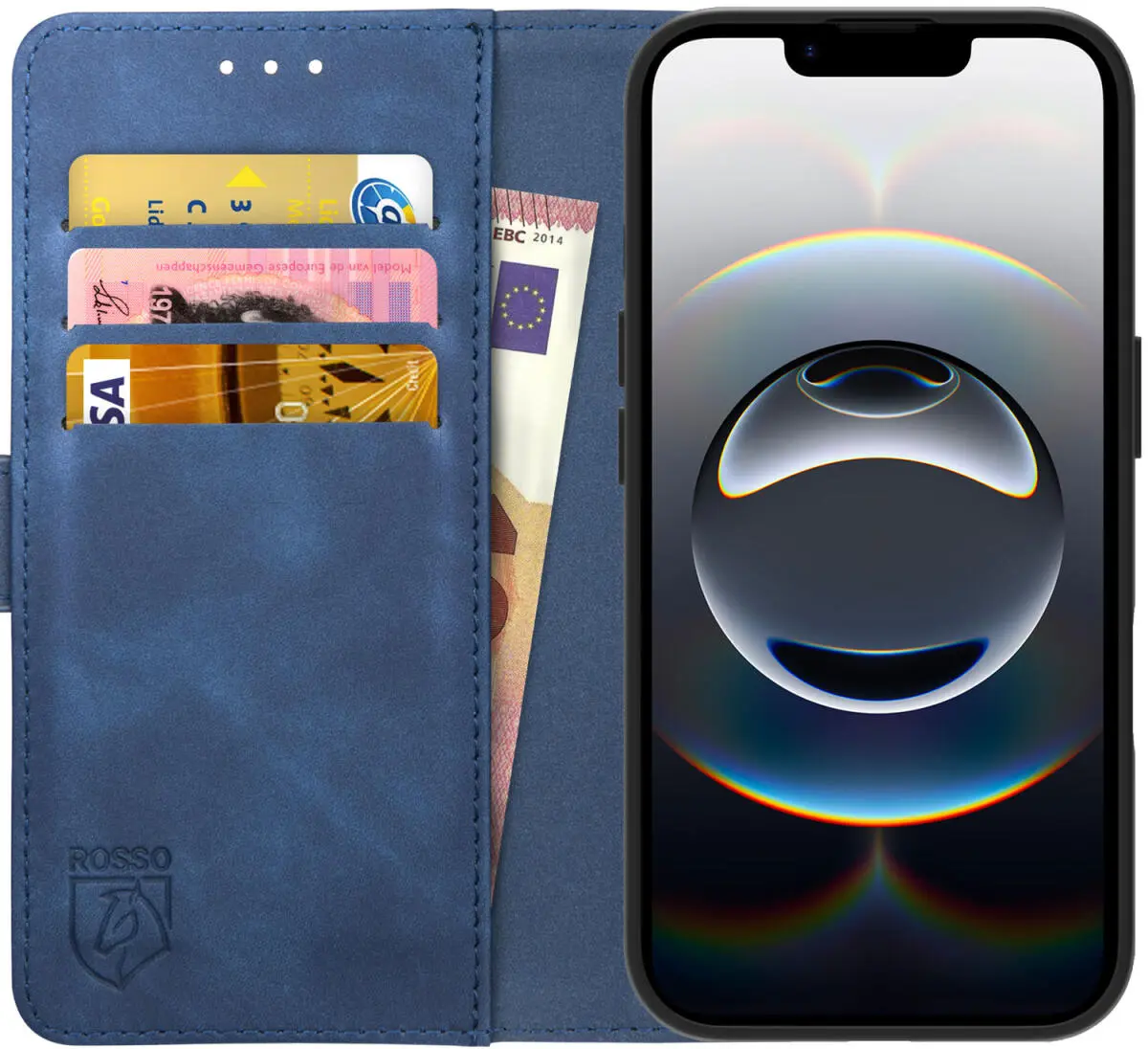 Rosso Element Apple iPhone 17e / 16e Hoesje Book Case Wallet Blauw afbeelding 1