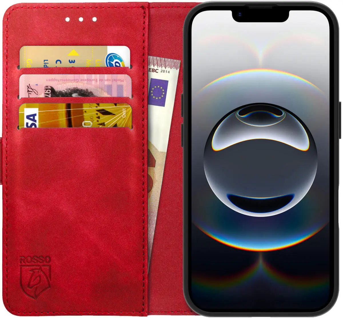 Rosso Element Apple iPhone 17e / 16e Hoesje Book Case Wallet Rood afbeelding 1