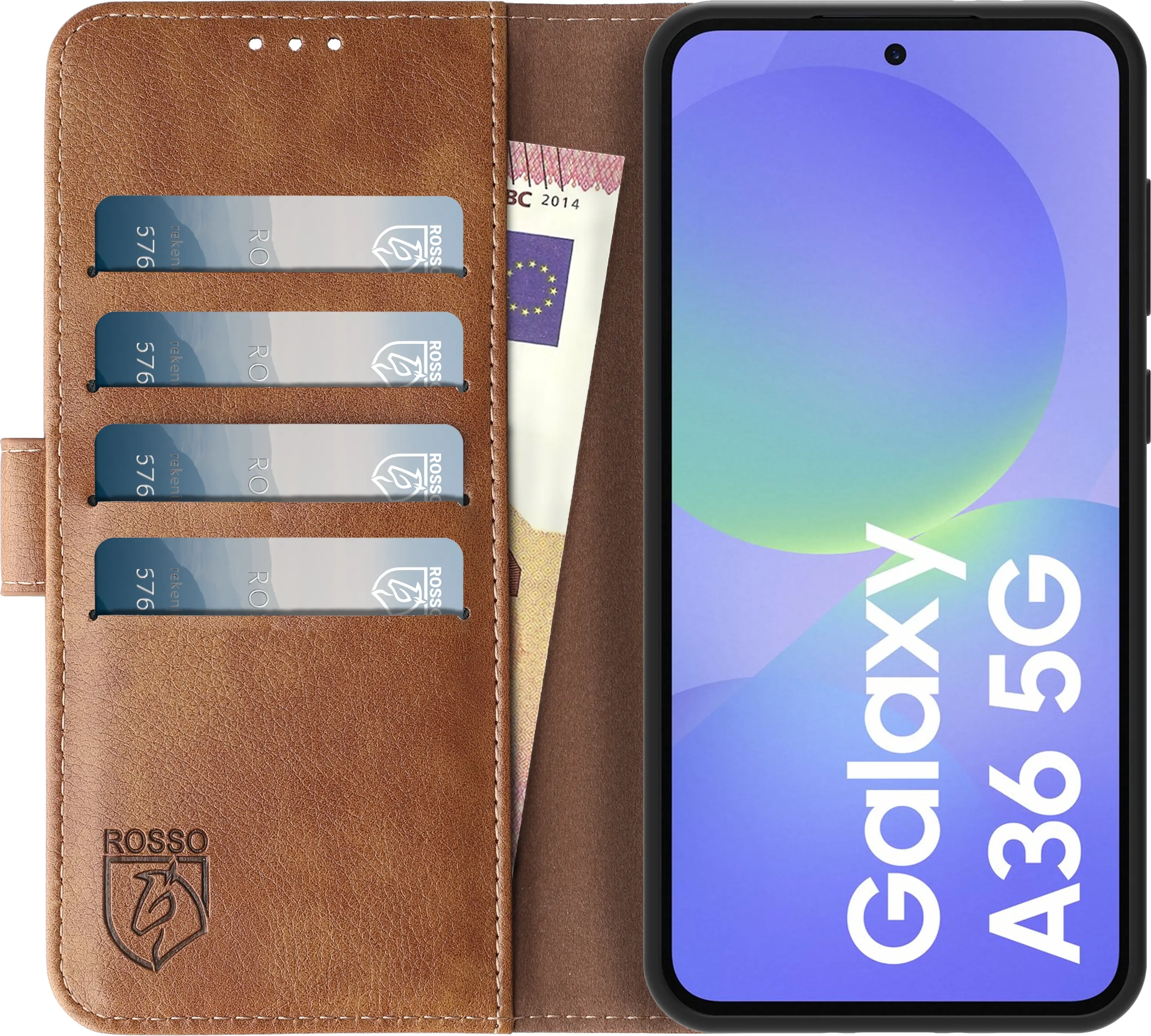 Rosso Element Samsung Galaxy A36 Hoesje Book Case Wallet Bruin afbeelding 12