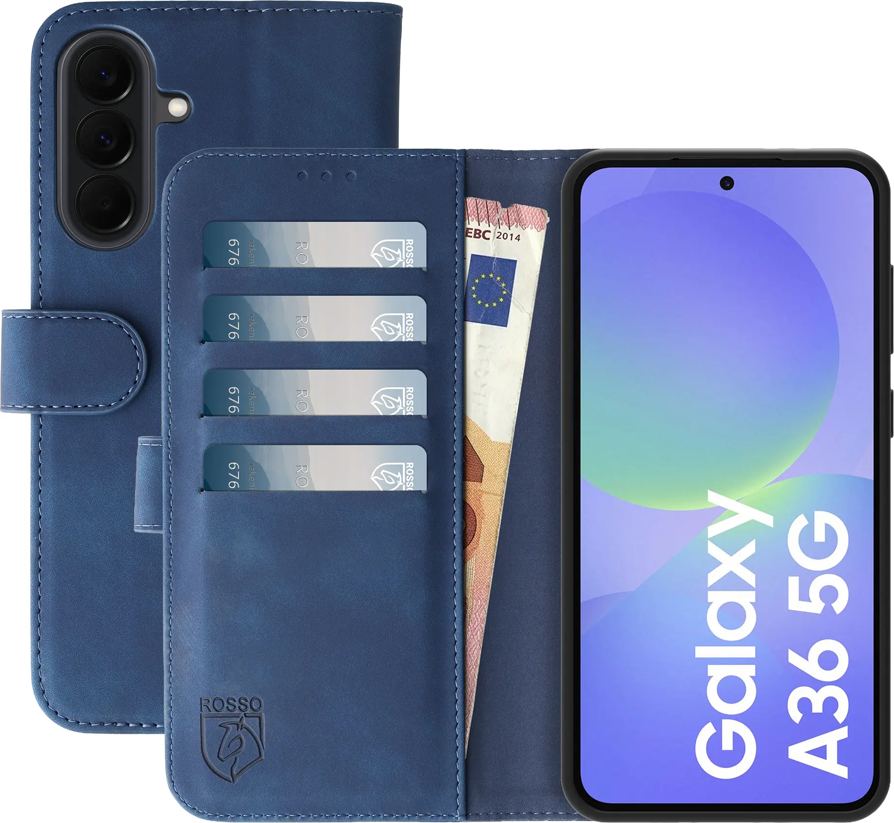 Rosso Element Samsung Galaxy A36 Hoesje Book Case Wallet Blauw afbeelding 1