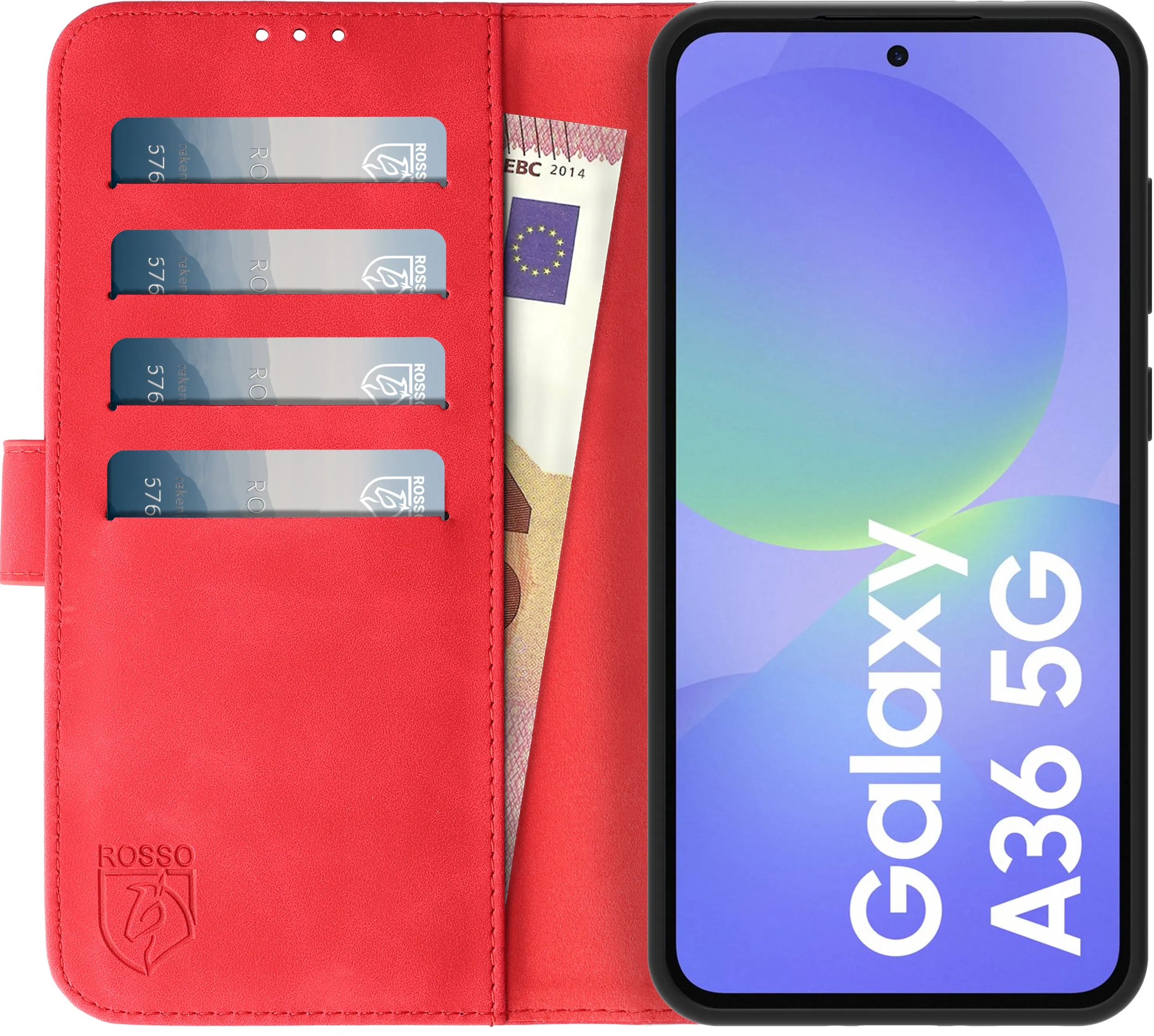Rosso Element Samsung Galaxy A36 Hoesje Book Case Wallet Rood afbeelding 10