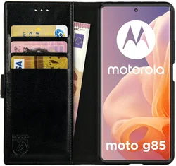 Rosso Element Motorola Moto G85 Hoesje Book Case Wallet Zwart afbeelding