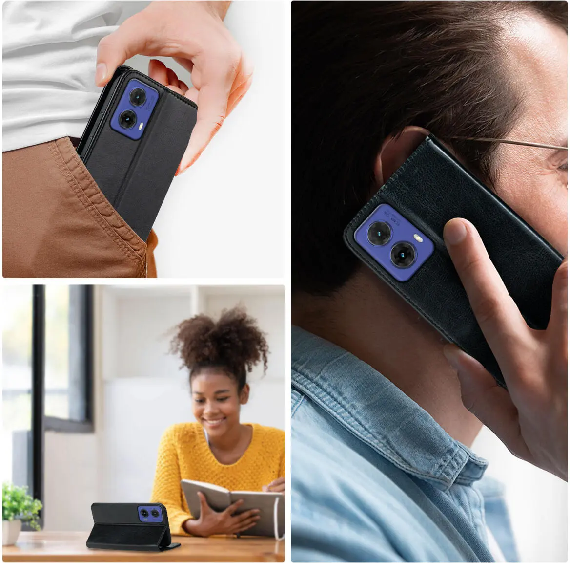 Rosso Element Motorola Moto G85 Hoesje Book Case Wallet Zwart afbeelding 3