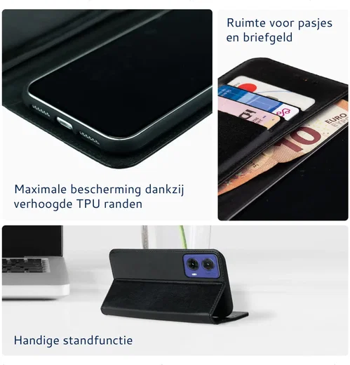 Rosso Element Motorola Moto G85 Hoesje Book Case Wallet Zwart afbeelding 4