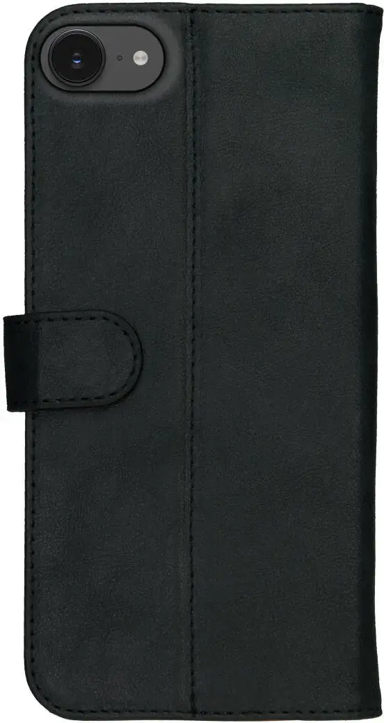 Rosso Deluxe Apple iPhone 17e / 16e Hoesje Echt Leer Book Case Zwart afbeelding 2