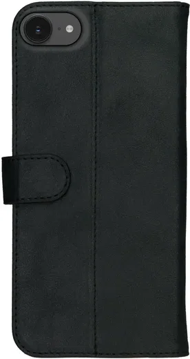 Rosso Deluxe Apple iPhone 17e / 16e Hoesje Echt Leer Book Case Zwart afbeelding 2