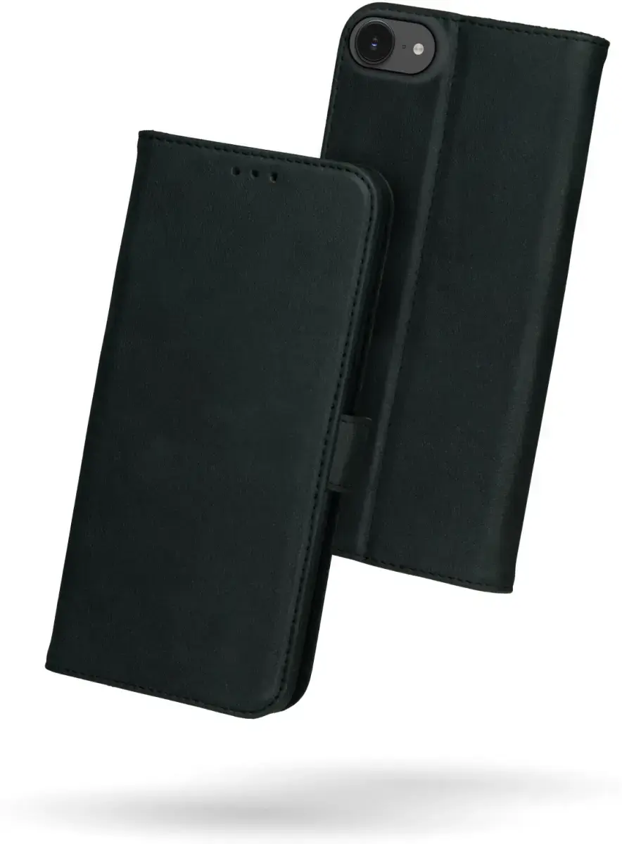 Rosso Deluxe Apple iPhone 17e / 16e Hoesje Echt Leer Book Case Zwart afbeelding 8