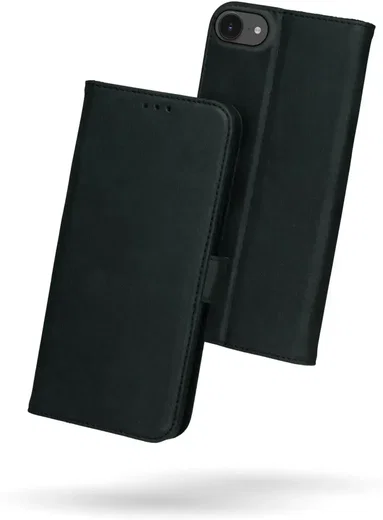 Rosso Deluxe Apple iPhone 17e / 16e Hoesje Echt Leer Book Case Zwart afbeelding 8