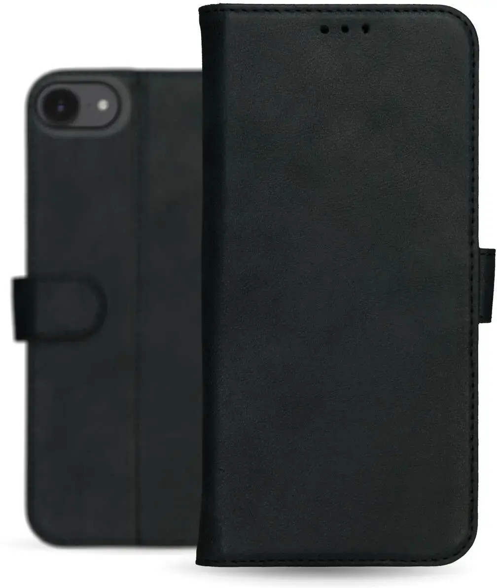 Rosso Deluxe Apple iPhone 17e / 16e Hoesje Echt Leer Book Case Zwart afbeelding 9