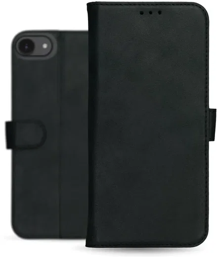 Rosso Deluxe Apple iPhone 17e / 16e Hoesje Echt Leer Book Case Zwart afbeelding 9