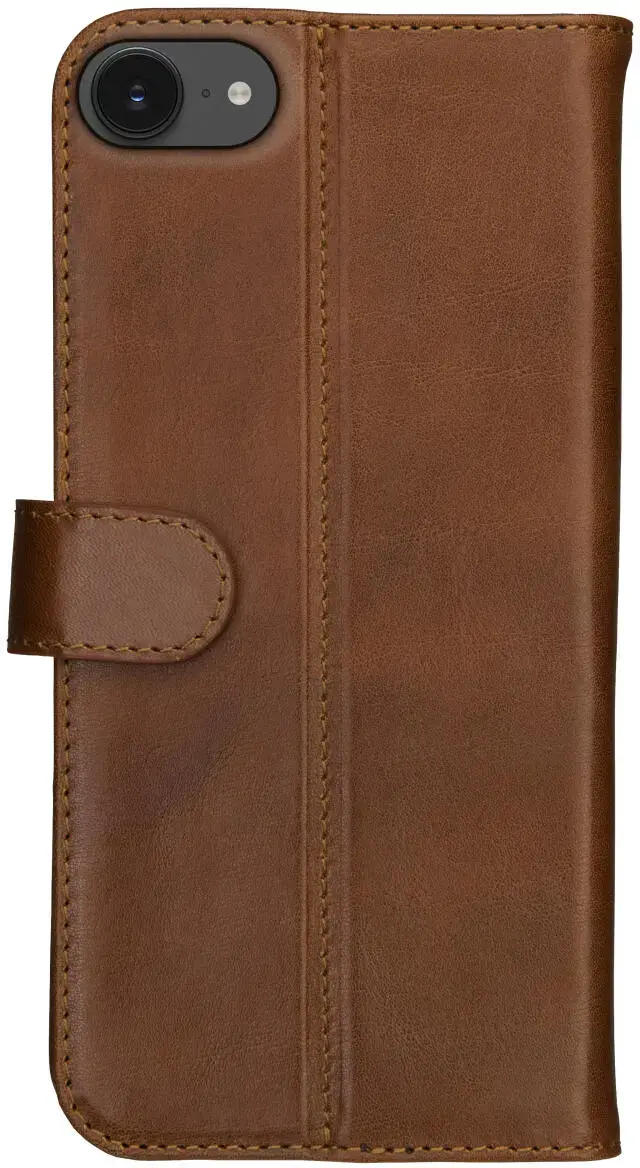 Rosso Deluxe Apple iPhone 17e / 16e Hoesje Echt Leer Book Case Bruin afbeelding 2