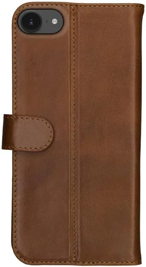 Rosso Deluxe Apple iPhone 17e / 16e Hoesje Echt Leer Book Case Bruin afbeelding 2