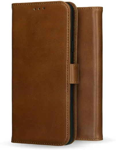 Rosso Deluxe Apple iPhone 17e / 16e Hoesje Echt Leer Book Case Bruin afbeelding 10