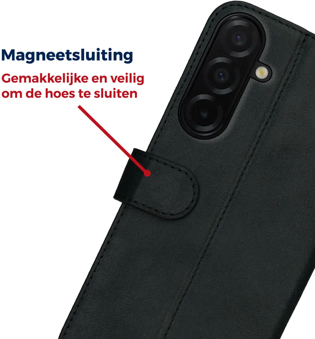Rosso Deluxe Samsung Galaxy A36 Hoesje Echt Leer Book Case Zwart afbeelding 5