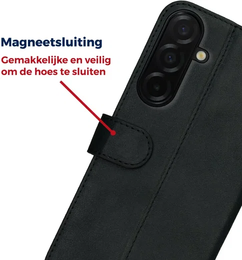 Rosso Deluxe Samsung Galaxy A36 Hoesje Echt Leer Book Case Zwart afbeelding 5