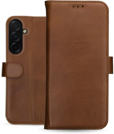 Rosso Deluxe Samsung Galaxy A36 Hoesje Echt Leer Book Case Bruin afbeelding 11