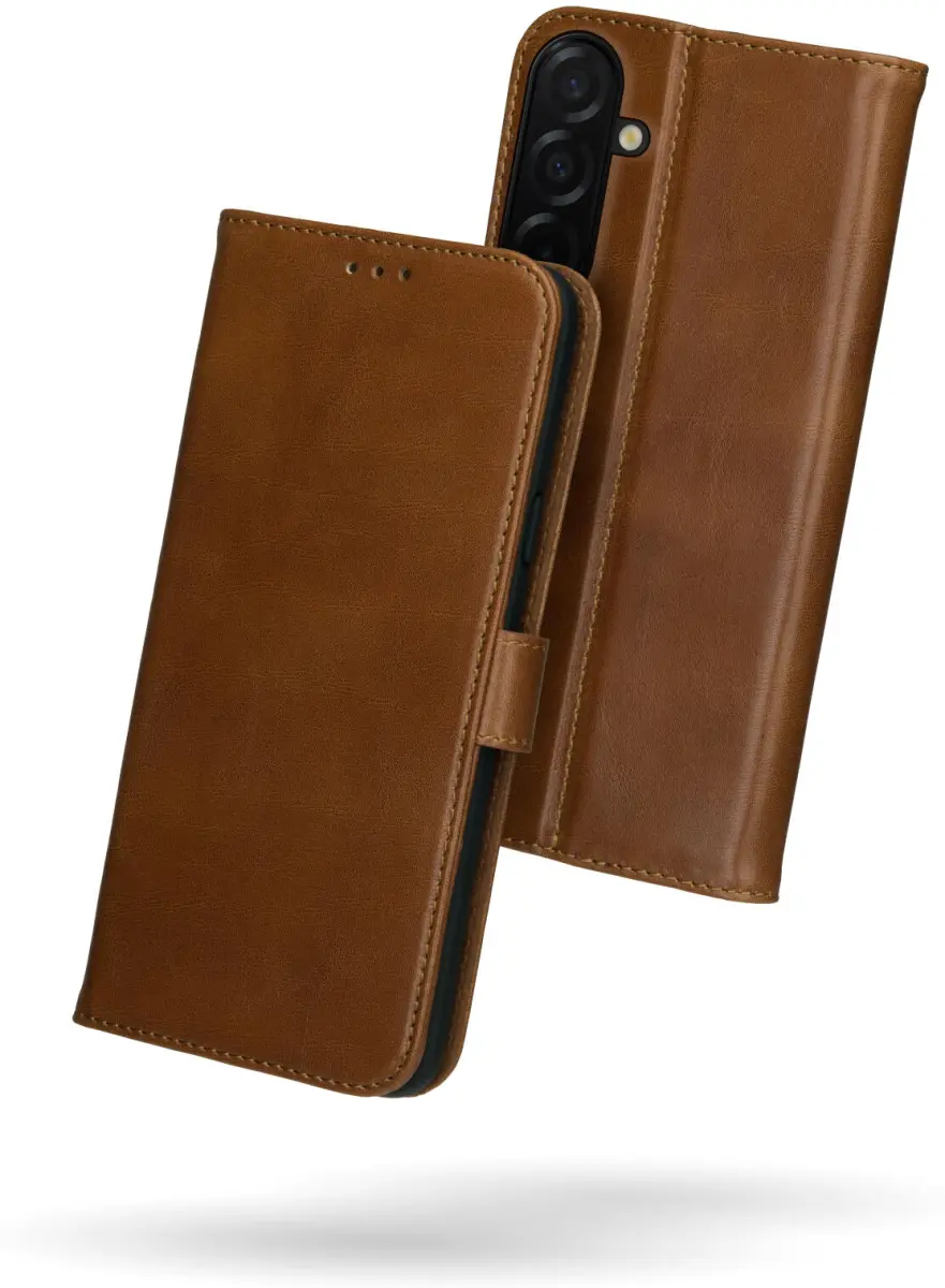Rosso Deluxe Samsung Galaxy A36 Hoesje Echt Leer Book Case Bruin afbeelding 2