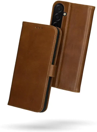 Rosso Deluxe Samsung Galaxy A36 Hoesje Echt Leer Book Case Bruin afbeelding 2