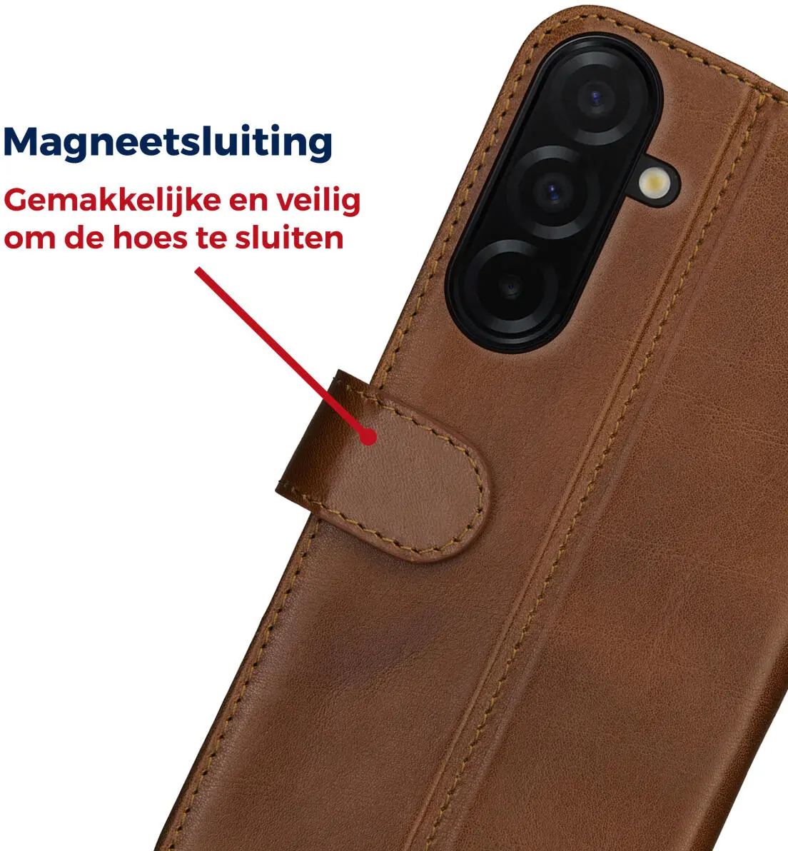 Rosso Deluxe Samsung Galaxy A36 Hoesje Echt Leer Book Case Bruin afbeelding 5