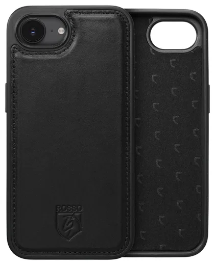 Rosso Elite iPhone 17e / 16e Hoesje met MagSafe Book Case Echt Leer Zwart afbeelding 8