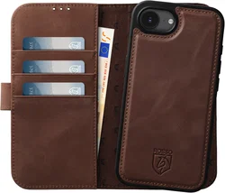 Rosso Elite iPhone 17e / 16e Hoesje met MagSafe Book Case Echt Leer Bruin afbeelding
