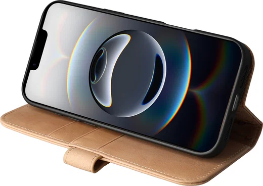Rosso Elite iPhone 17e / 16e Hoesje met MagSafe Book Case Echt Leer Lichtbruin afbeelding 9