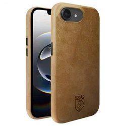 Rosso Elite Apple iPhone 17e / 16e Hoesje Leer Back Cover MagSafe Lichtbruin afbeelding