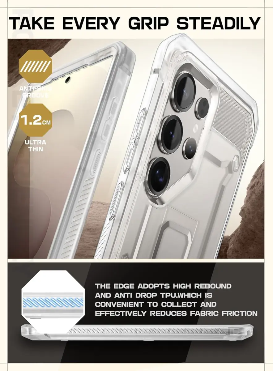 SUPCASE UB Pro Samsung Galaxy S25 Ultra Hoesje Full Protect Kickstand Clear afbeelding 11