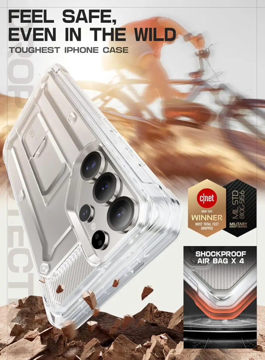 SUPCASE UB Pro Samsung Galaxy S25 Ultra Hoesje Full Protect Kickstand Clear afbeelding 5
