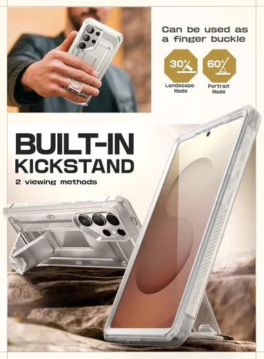 SUPCASE UB Pro Samsung Galaxy S25 Ultra Hoesje Full Protect Kickstand Clear afbeelding 6