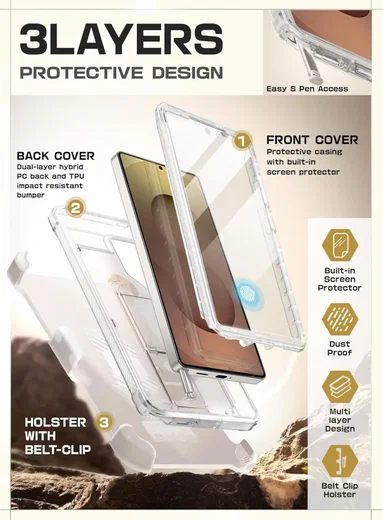 SUPCASE UB Pro Samsung Galaxy S25 Ultra Hoesje Full Protect Kickstand Clear afbeelding 7
