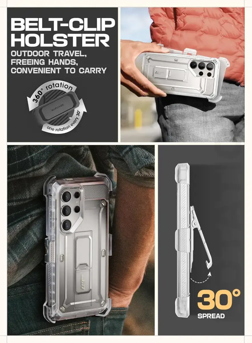 SUPCASE UB Pro Samsung Galaxy S25 Ultra Hoesje Full Protect Kickstand Clear afbeelding 8