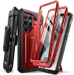 SUPCASE UB Pro Samsung Galaxy S25 Ultra Hoesje Full Protect Kickstand Rood afbeelding