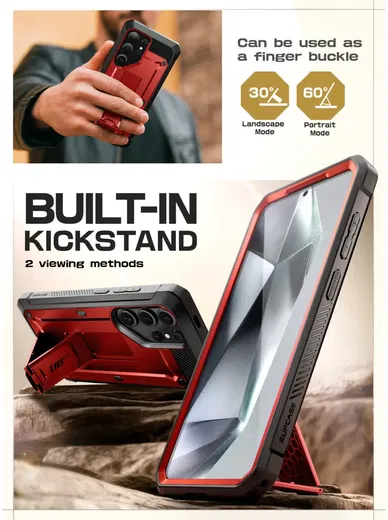 SUPCASE UB Pro Samsung Galaxy S25 Ultra Hoesje Full Protect Kickstand Rood afbeelding 6