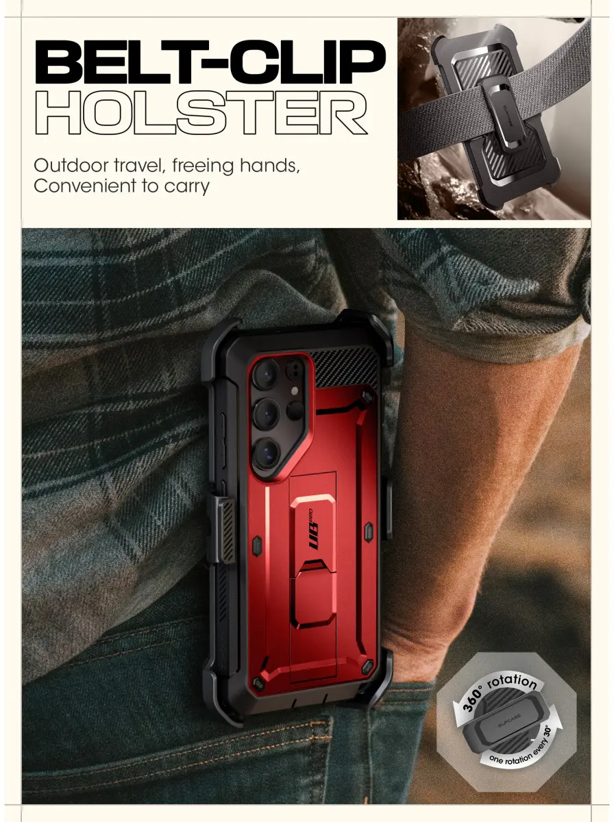 SUPCASE UB Pro Samsung Galaxy S25 Ultra Hoesje Full Protect Kickstand Rood afbeelding 9