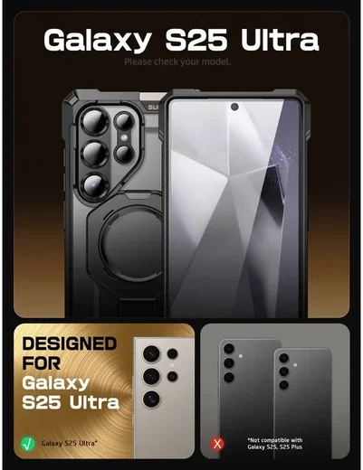 SUPCASE UB Grip Samsung Galaxy S25 Ultra Hoesje MagSafe / Qi2 Kickstand Zwart afbeelding 3