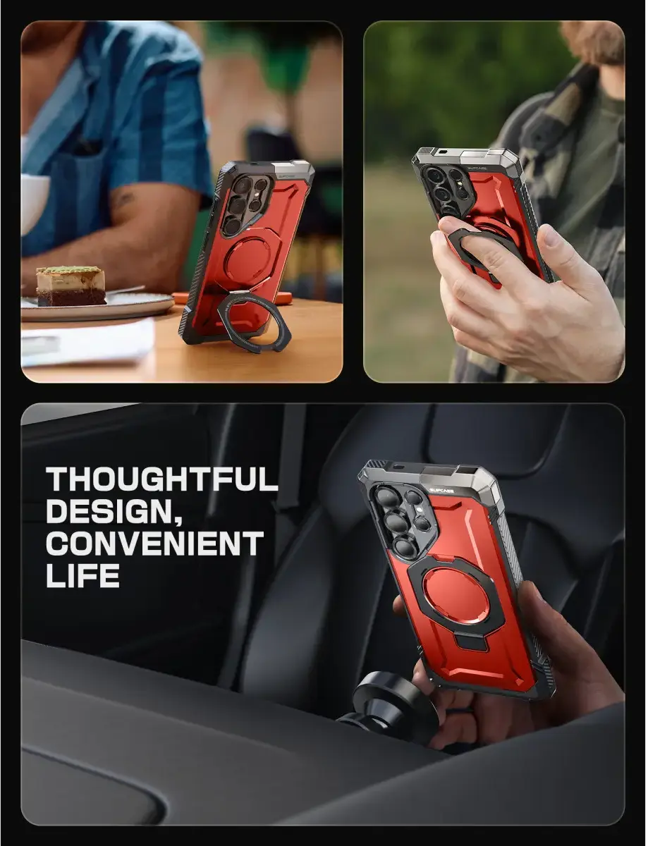 SUPCASE UB Grip Samsung Galaxy S25 Ultra Hoesje MagSafe / Qi2 Kickstand Rood afbeelding 11