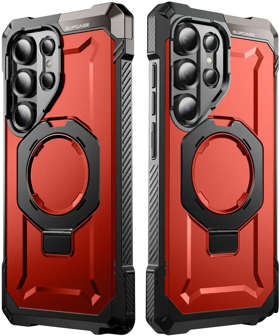 SUPCASE UB Grip Samsung Galaxy S25 Ultra Hoesje MagSafe / Qi2 Kickstand Rood afbeelding 12