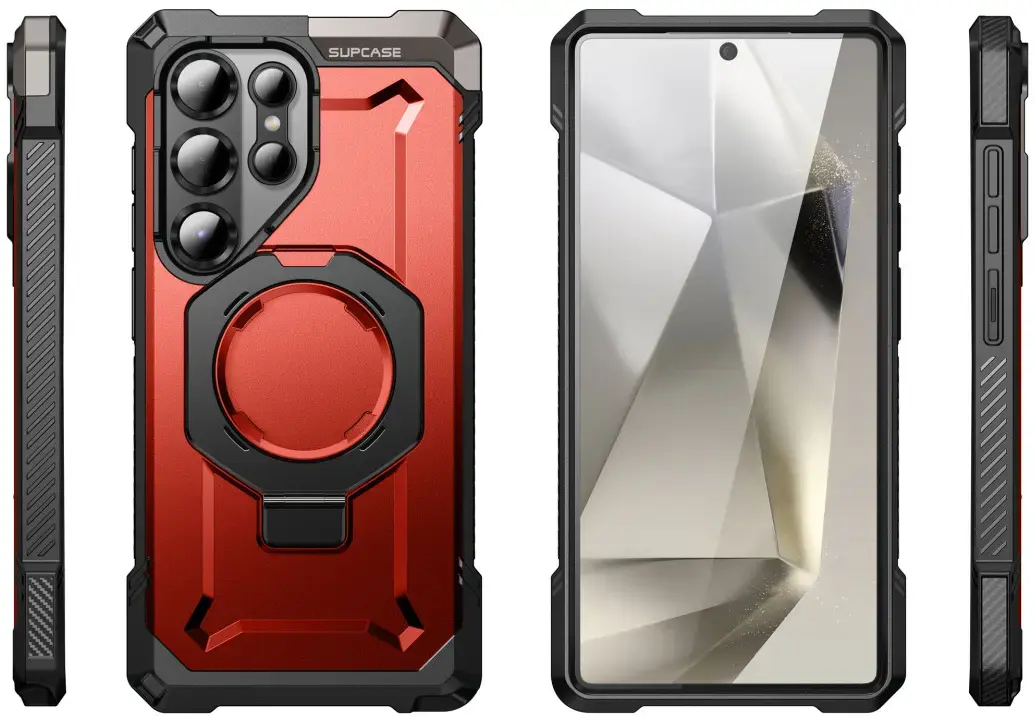 SUPCASE UB Grip Samsung Galaxy S25 Ultra Hoesje MagSafe / Qi2 Kickstand Rood afbeelding 13